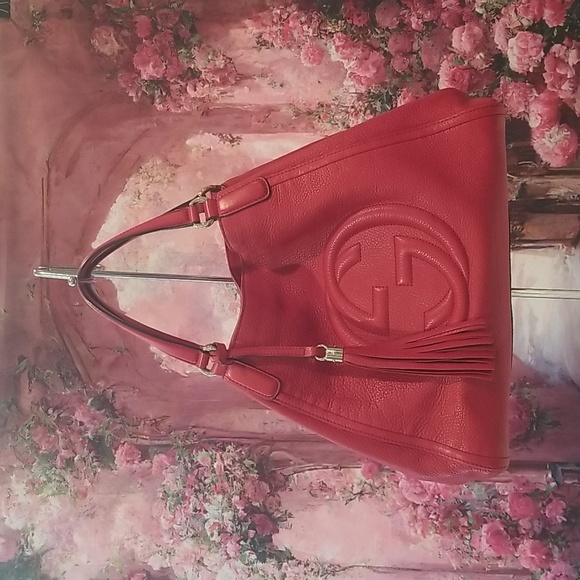 GUCCI SOHO SHOULDER BAG LEATHER LARGE RED - Picture 7 of 16